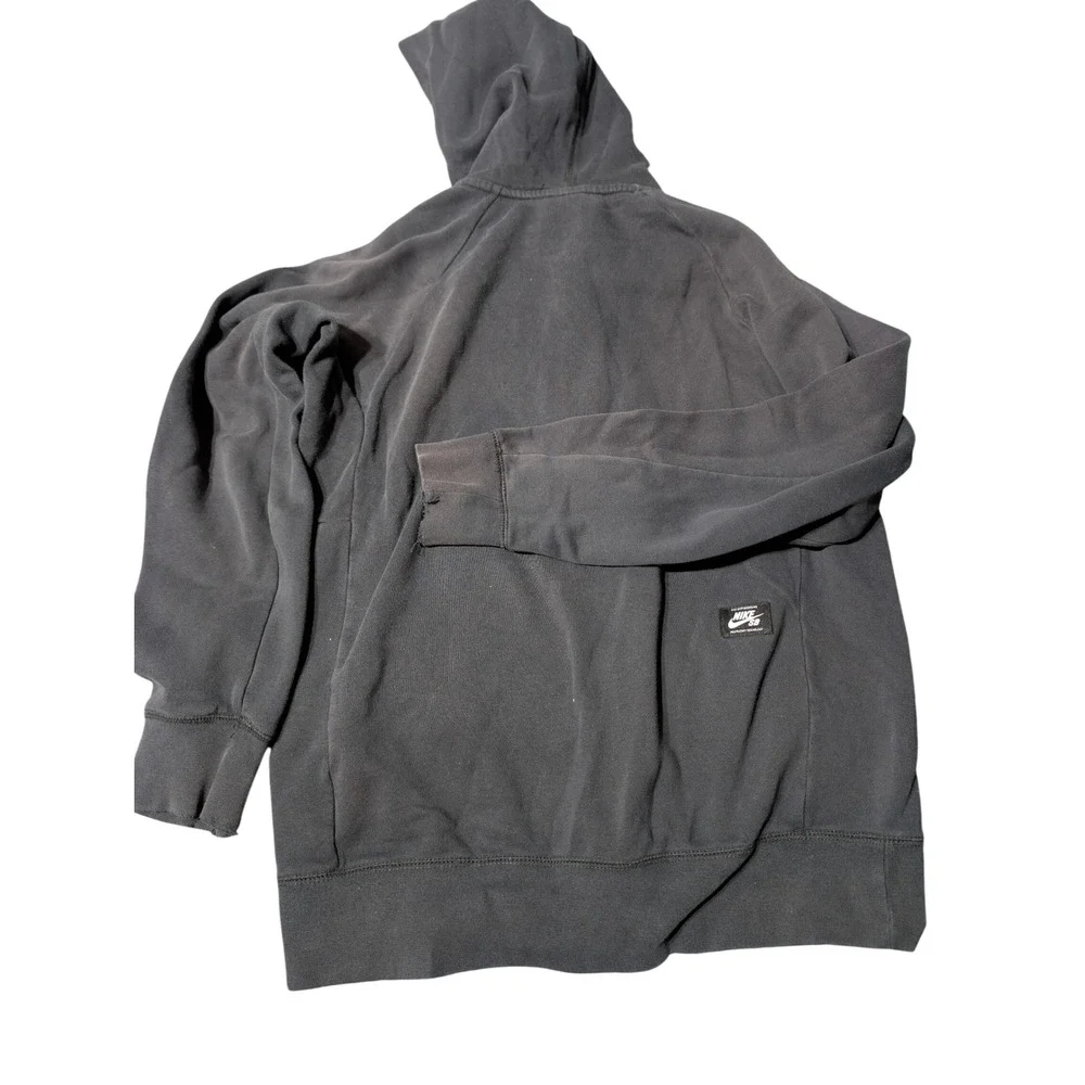 Nike SB Mens Full Zip Hoodie Faded Black‎ Distressed Skateboarding Sz S A4